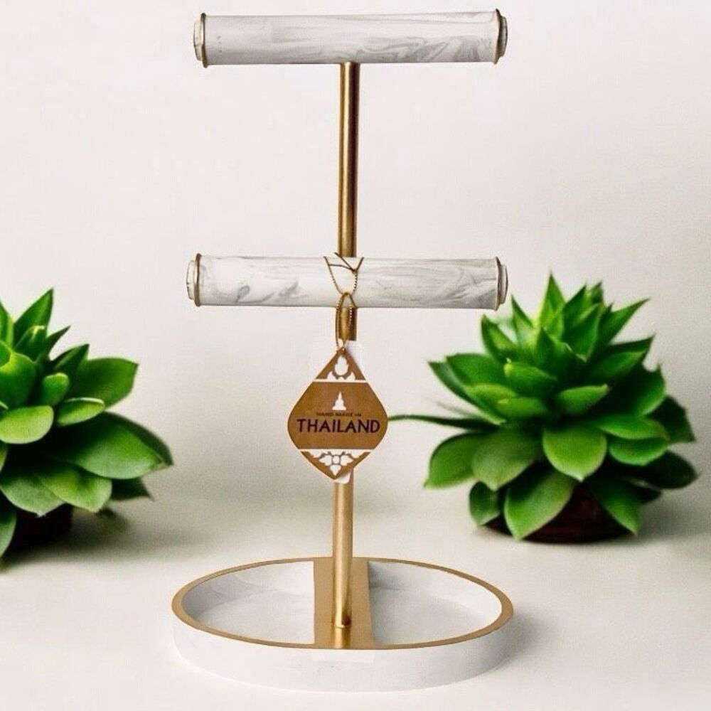 NWT Made in Thailand Gorgeous 15” Tall jewelry 2 rods Oval Tray holder Organizer